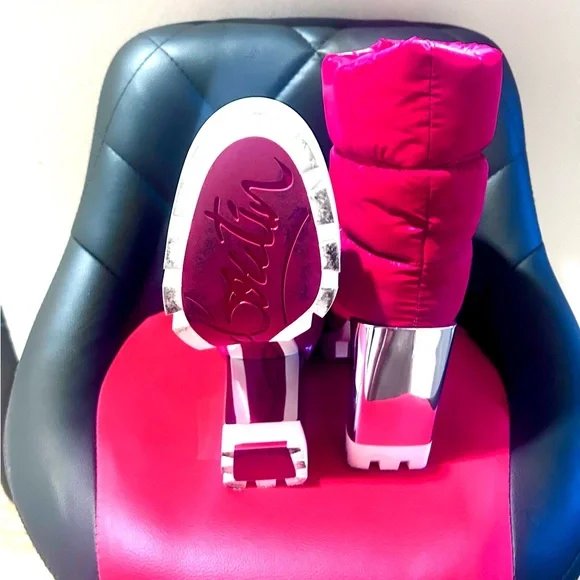 Bold Pink and Silver High Heel Boots - Picture 1 of 2